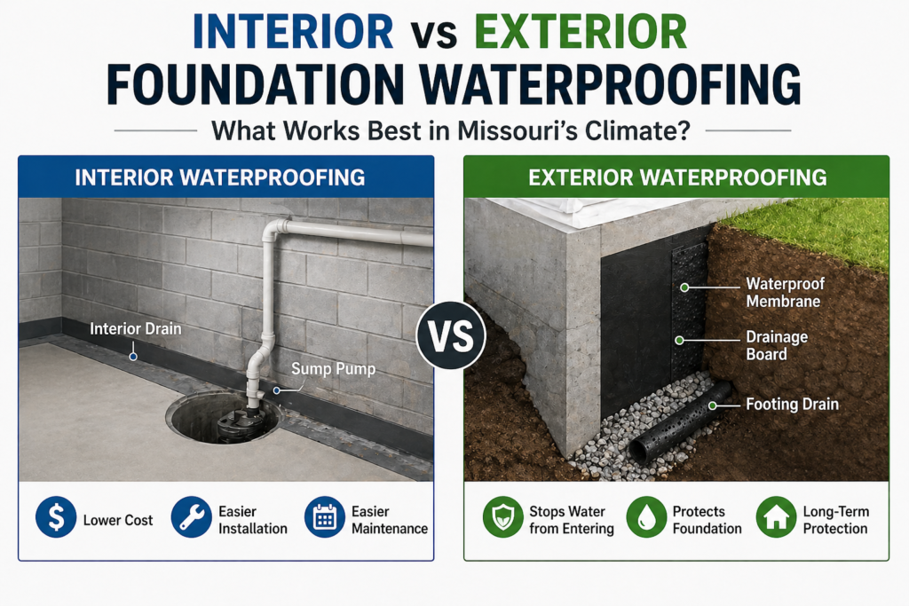Interior vs Exterior Foundation Waterproofing